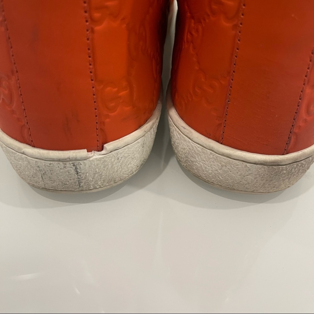 GUCCI MEN HIGH TOP ORANGE SNEAKERS - Picture 9 of 12